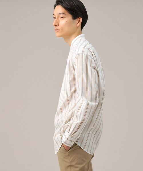 TAKEO KIKUCHI / タケオキクチ Tシャツ | 100／2ストライプ バンドカラーシャツ | 詳細6