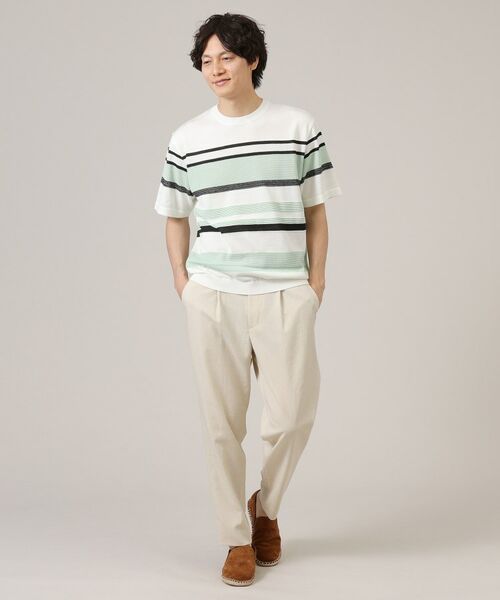 TAKEO KIKUCHI / タケオキクチ ニット・セーター | 麻ブレンド パネルボーダー ニットTシャツ | 詳細12
