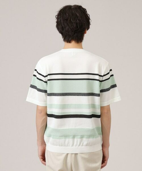 TAKEO KIKUCHI / タケオキクチ ニット・セーター | 麻ブレンド パネルボーダー ニットTシャツ | 詳細16