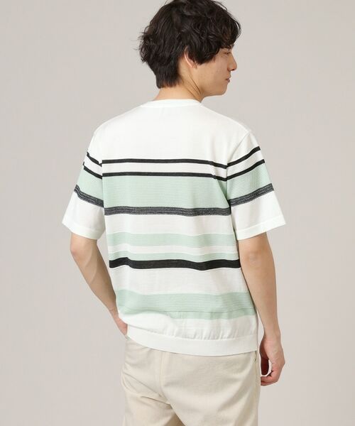TAKEO KIKUCHI / タケオキクチ ニット・セーター | 麻ブレンド パネルボーダー ニットTシャツ | 詳細25