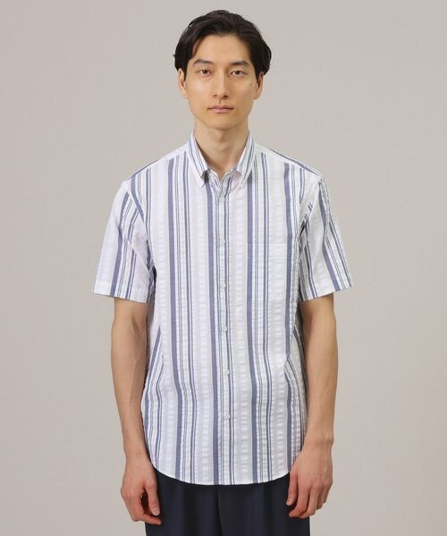 TAKEO KIKUCHI / タケオキクチ Tシャツ | 【快適/軽羽織】日本製 サッカー ストライプ シャツ | 詳細12