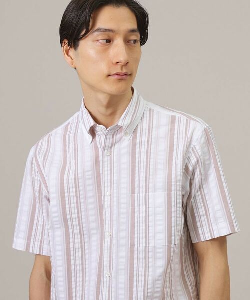 TAKEO KIKUCHI / タケオキクチ Tシャツ | 【快適/軽羽織】日本製 サッカー ストライプ シャツ | 詳細2