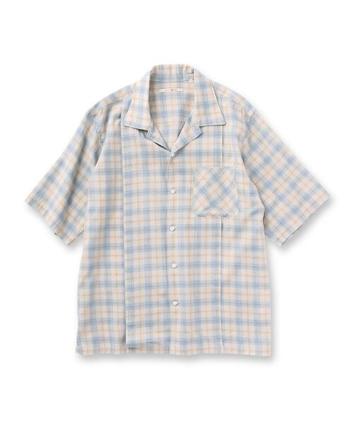 TAKEO KIKUCHI / タケオキクチ Tシャツ | 【Sサイズ～】コットンウールオンブレー5分袖シャツ | 詳細1