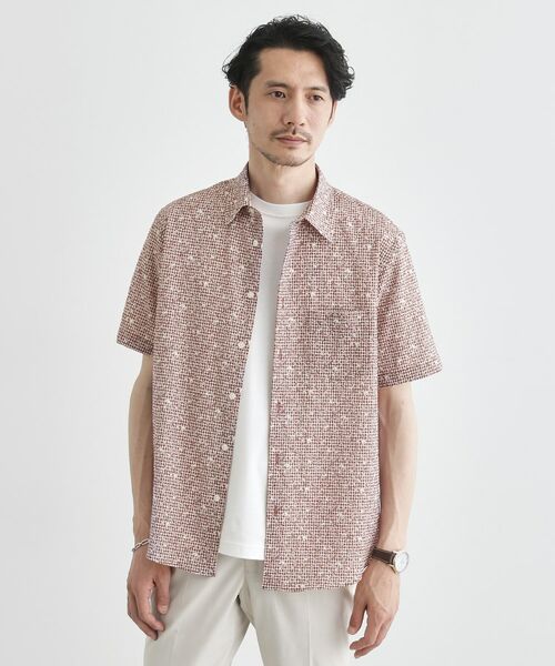 無地・チェック・ボタニカル柄】リップル シャツ （Tシャツ