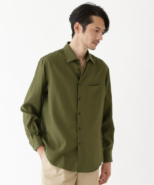 TAKEO KIKUCHI/タケオキクチ 【THE FLAGSHIP】オーガニックコットン シャツ オリーブグリーン(026) 04(LL) TAKEO KIKUCHI/タケオキクチ 【THE FLAGSHIP】オーガニックコットン シャツ オリーブグリーン(026) 04(LL)