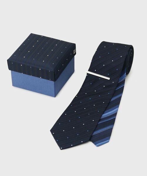 TAKEO KIKUCHI / タケオキクチ ネクタイ | 【BOXセット】スタンダード柄ネクタイ＆タイバー | 詳細1