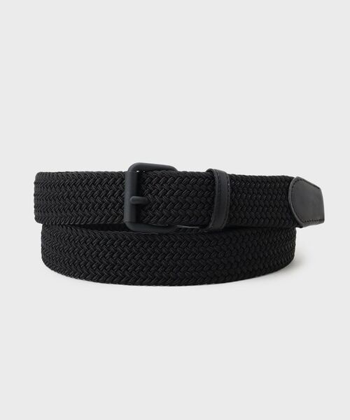 TAKEO KIKUCHI/タケオキクチ 【Made in JAPAN】レザーコンビ マットバックル ゴムメッシュベルト ブラック(019) 00 TAKEO KIKUCHI/タケオキクチ 【Made in JAPAN】レザーコンビ マットバックル ゴムメッシュベルト ブラック(019) 00