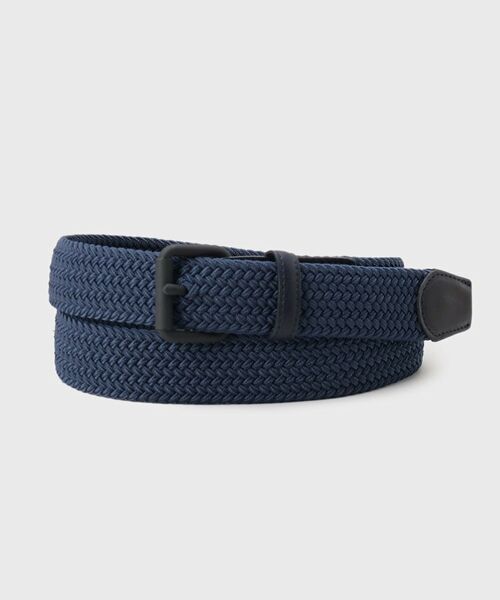 TAKEO KIKUCHI/タケオキクチ 【Made in JAPAN】レザーコンビ マットバックル ゴムメッシュベルト ネイビー(094) 00 TAKEO KIKUCHI/タケオキクチ 【Made in JAPAN】レザーコンビ マットバックル ゴムメッシュベルト ネイビー(094) 00