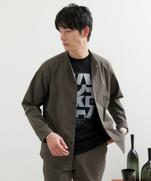 TAKEO KIKUCHI/タケオキクチ 【軽羽織】ハイストレッチ オープンバンドカラー シャツ チャコールグレー(014) 04(LL) TAKEO KIKUCHI/タケオキクチ 【軽羽織】ハイストレッチ オープンバンドカラー シャツ チャコールグレー(014) 04(LL)