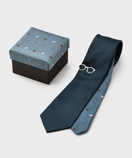 TAKEO KIKUCHI / タケオキクチ 服飾雑貨 | 【BOXセット】ベーシックネクタイ＆メガネ型タイバー セット | 詳細1
