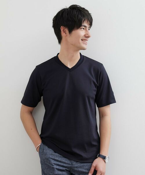 TAKEO KIKUCHI/タケオキクチ テーラードジャージ Vネック ネイビー(094) 01(S) TAKEO KIKUCHI/タケオキクチ テーラードジャージ Vネック ネイビー(094) 01(S)