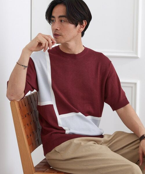 TAKEO KIKUCHI / タケオキクチ ニット・セーター | カラーブロッキング プルオーバー ニット | 詳細18