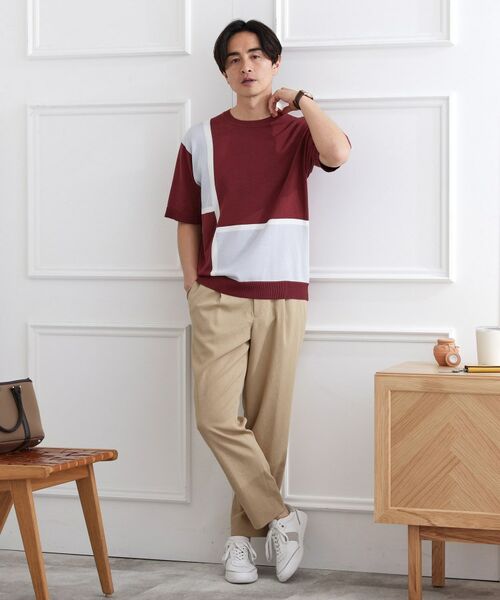 TAKEO KIKUCHI / タケオキクチ ニット・セーター | カラーブロッキング プルオーバー ニット | 詳細19