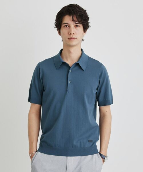 TAKEO KIKUCHI/タケオキクチ テーラードニット ポロシャツ ブルー(092) 04(LL) TAKEO KIKUCHI/タケオキクチ テーラードニット ポロシャツ ブルー(092) 04(LL)