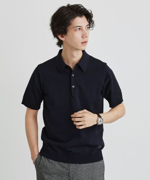 TAKEO KIKUCHI/タケオキクチ テーラードニット ポロシャツ ネイビー(094) 02(M)