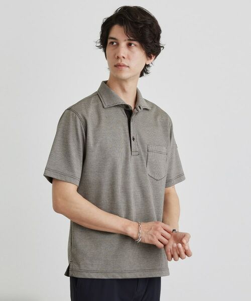 TAKEO KIKUCHI/タケオキクチ 千鳥柄ポロシャツ ブラック(419) 04(LL) TAKEO KIKUCHI/タケオキクチ 千鳥柄ポロシャツ ブラック(419) 04(LL)