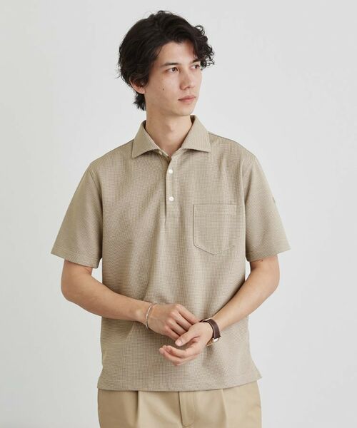 TAKEO KIKUCHI/タケオキクチ 千鳥柄ポロシャツ ピンクベージュ(453) 02(M) TAKEO KIKUCHI/タケオキクチ 千鳥柄ポロシャツ ピンクベージュ(453) 02(M)