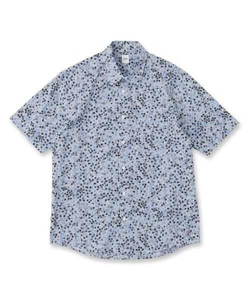 TAKEO KIKUCHI / タケオキクチ シャツ・ブラウス | ストライプ小花プリント 半袖シャツ | 詳細1