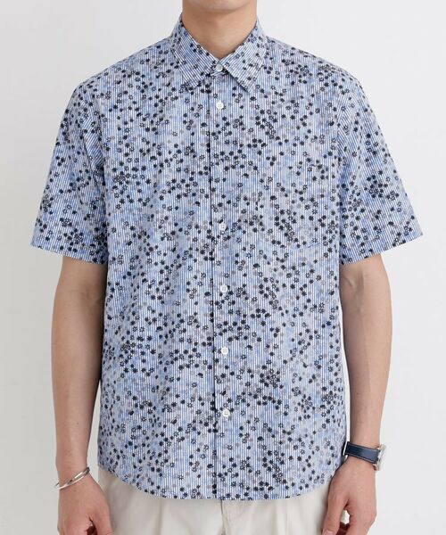 TAKEO KIKUCHI / タケオキクチ シャツ・ブラウス | ストライプ小花プリント 半袖シャツ | 詳細2