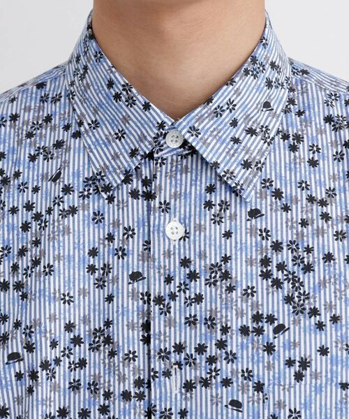 TAKEO KIKUCHI / タケオキクチ シャツ・ブラウス | ストライプ小花プリント 半袖シャツ | 詳細5