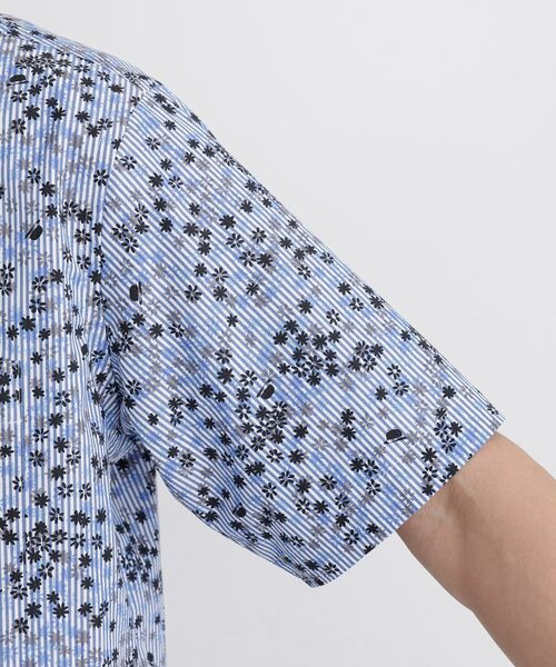 TAKEO KIKUCHI / タケオキクチ シャツ・ブラウス | ストライプ小花プリント 半袖シャツ | 詳細7
