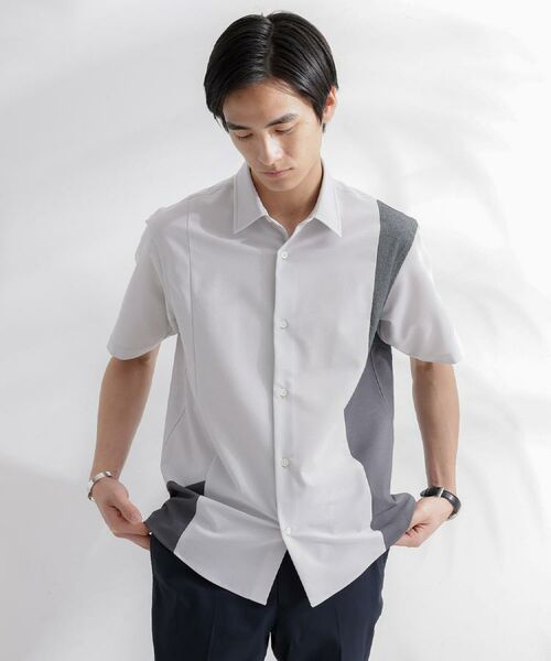 kiyoko　JURGEN LEHL 幾何学模様 半袖シャツ 新品未使用♡ セール】 サイド切り替え 半袖シャツ （シャツ・ブラウス