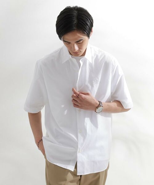 TAKEO KIKUCHI / タケオキクチ シャツ・ブラウス | 【LIMITED】ワンポイントロゴ刺繍 綿麻半袖シャツ | 詳細10
