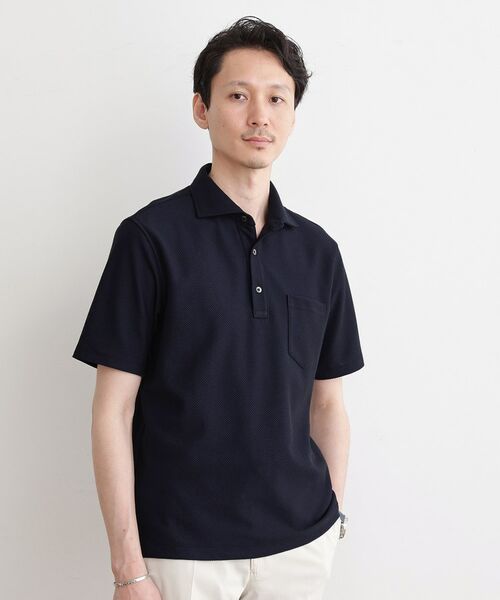 TAKEO KIKUCHI/タケオキクチ 【尾州織】 メランジ ポロシャツ ネイビー(094) 02(M) TAKEO KIKUCHI/タケオキクチ 【尾州織】 メランジ ポロシャツ ネイビー(094) 02(M)