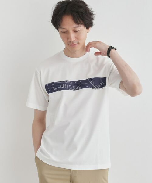 TAKEO KIKUCHI/タケオキクチ バープリントポンチTシャツ ホワイト(001) 01(S) TAKEO KIKUCHI/タケオキクチ バープリントポンチTシャツ ホワイト(001) 01(S)