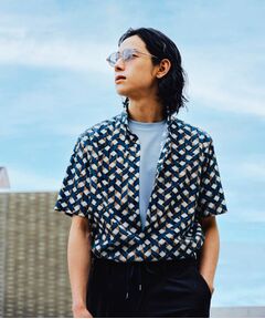 TAKEO KIKUCHI / タケオキクチ Tシャツ | 【COOL CITY WEAR】籠目アート柄 サッカーシャツ /通気性