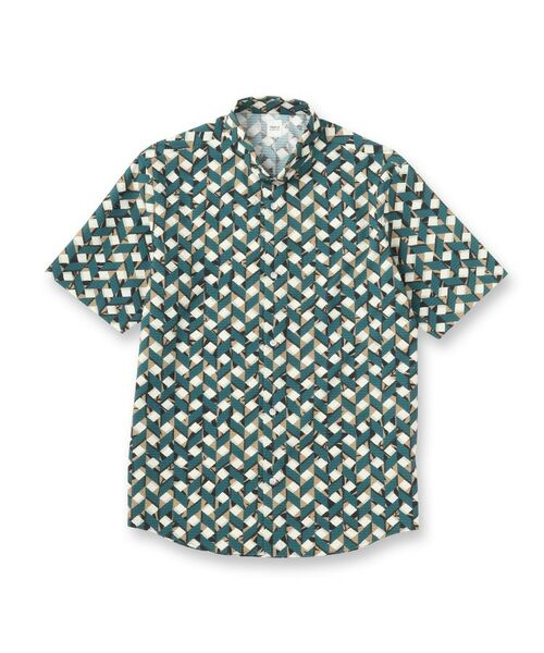 TAKEO KIKUCHI / タケオキクチ Tシャツ | 【COOL CITY WEAR】籠目アート柄 サッカーシャツ /通気性 | 詳細1