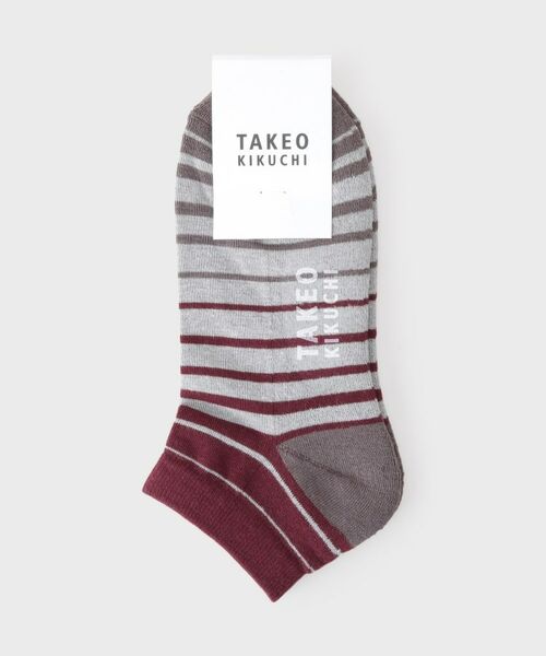 TAKEO KIKUCHI/タケオキクチ グラデボーダーショートソックス ボルドー(564) 00