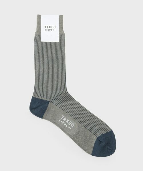 TAKEO KIKUCHI/タケオキクチ 裏糸配色ONOFFソックス チャコールグレー(514) 00