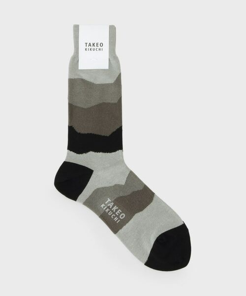 TAKEO KIKUCHI/タケオキクチ ダズルボーダーソックス ブラック(519) 00