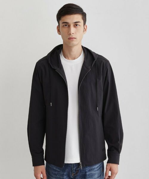 TAKEO KIKUCHI / タケオキクチ レザーブルゾン・ジャケット | 【3D ナイロン ストレッチ】ジップアップ フードブルゾン(ブラック(019))