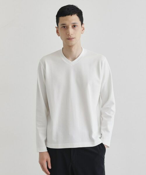 TAKEO KIKUCHI / タケオキクチ カットソー | 【尾州織】ブリスタ Vネック カットソー(ホワイト(001))