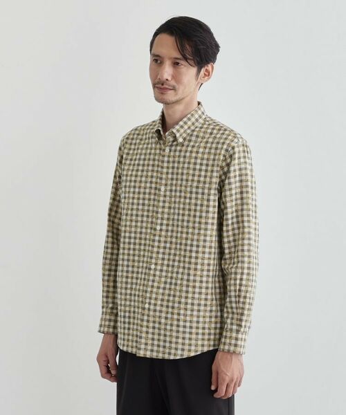 TAKEO KIKUCHI / タケオキクチ シャツ・ブラウス | チェックボーラーガーゼシャツ(ベージュ(252))