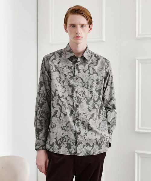TAKEO KIKUCHI / タケオキクチ シャツ・ブラウス | 【LIMITED】フラワープリント長袖シャツ(チャコールグレー(113))