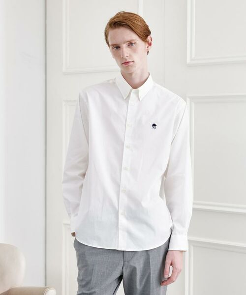 TAKEO KIKUCHI/タケオキクチ 【LIMITED】ワンポイント刺繍ボタンダウンシャツ ホワイト(001) 01(S)