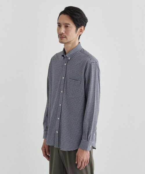 TAKEO KIKUCHI/タケオキクチ 【抗菌防臭】サッカーギンガムチェック ボタンダウンシャツ ネイビー(294) 01(S) TAKEO KIKUCHI/タケオキクチ 【抗菌防臭】サッカーギンガムチェック ボタンダウンシャツ ネイビー(294) 01(S)