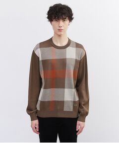 TAKEO KIKUCHI / タケオキクチ ニット・セーター | 【Made in JAPAN】ビッグチェック＆スライドパズル柄 ニット