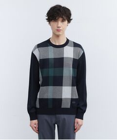 TAKEO KIKUCHI / タケオキクチ ニット・セーター | 【Made in JAPAN】ビッグチェック＆スライドパズル柄 ニット