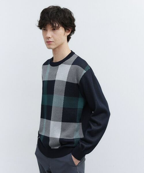 TAKEO KIKUCHI / タケオキクチ ニット・セーター | 【Made in JAPAN】ビッグチェック＆スライドパズル柄 ニット | 詳細14