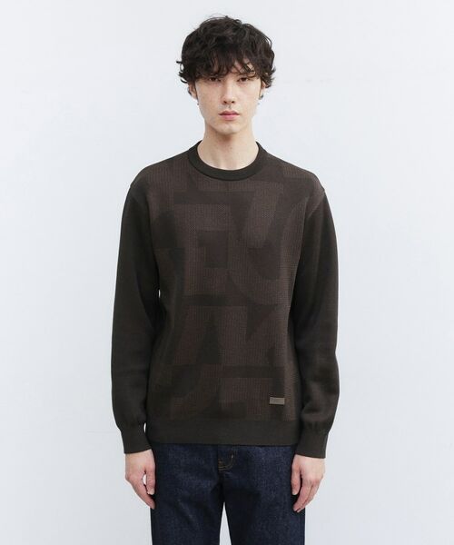 TAKEO KIKUCHI/タケオキクチ 【Made in JAPAN】ビッグチェック&スライドパズル柄 ニット ブラウン(444) 02(M) TAKEO KIKUCHI/タケオキクチ 【Made in JAPAN】ビッグチェック&スライドパズル柄 ニット ブラウン(444) 02(M)