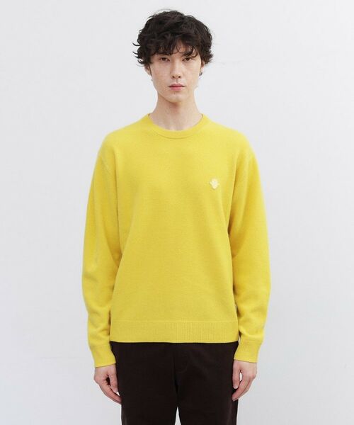 TAKEO KIKUCHI/タケオキクチ 【Air Palette Knit】ワンポイント カラーニット プルオーバー イエロー(031) 02(M) TAKEO KIKUCHI/タケオキクチ 【Air Palette Knit】ワンポイント カラーニット プルオーバー イエロー(031) 02(M)