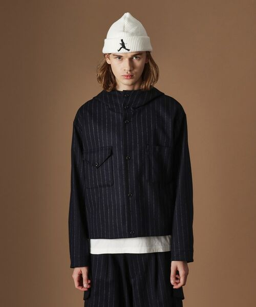 TAKEO KIKUCHI / タケオキクチ レザーブルゾン・ジャケット | フランネルストライプパーカー | 詳細1