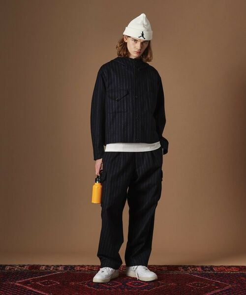 TAKEO KIKUCHI / タケオキクチ レザーブルゾン・ジャケット | フランネルストライプパーカー | 詳細10