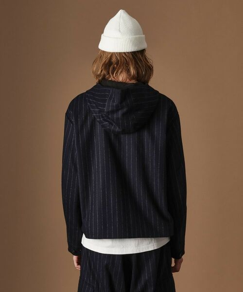 TAKEO KIKUCHI / タケオキクチ レザーブルゾン・ジャケット | フランネルストライプパーカー | 詳細3