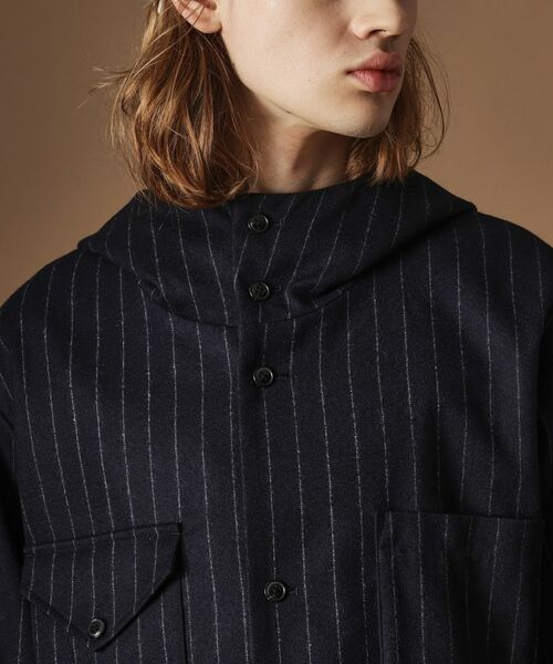 TAKEO KIKUCHI / タケオキクチ レザーブルゾン・ジャケット | フランネルストライプパーカー | 詳細4