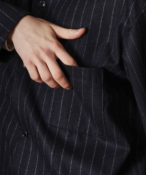 TAKEO KIKUCHI / タケオキクチ レザーブルゾン・ジャケット | フランネルストライプパーカー | 詳細5